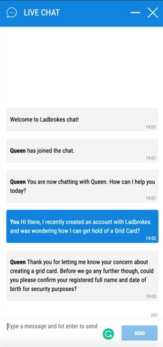 Ladbrokes Live Chat