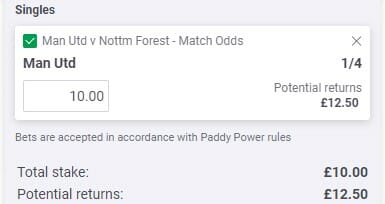 Paddy Power betting odds screenshot