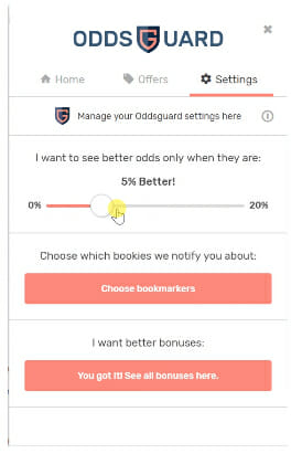 Oddsguard settings