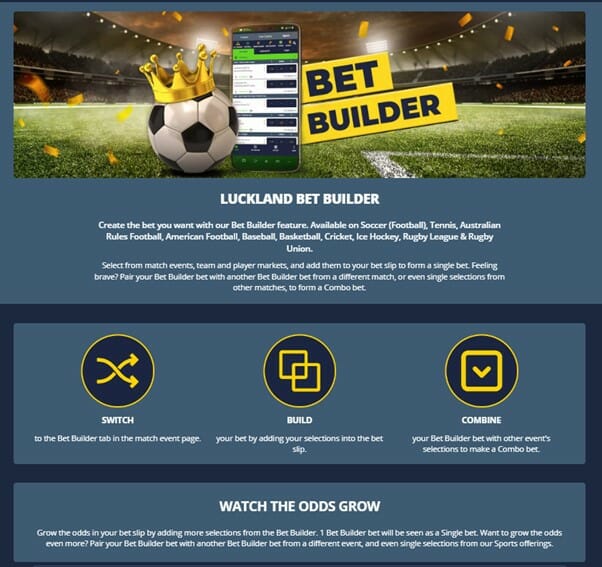 LuckLand bet builder screenshot