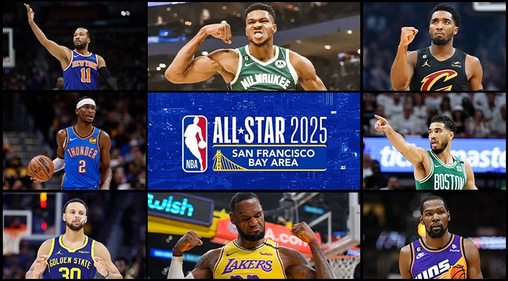 nba all star starters 2025 a image of 8 great nba player
