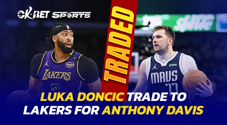 davis trade to mavs for luka doncic in lakers a photo of 2 great basketball player